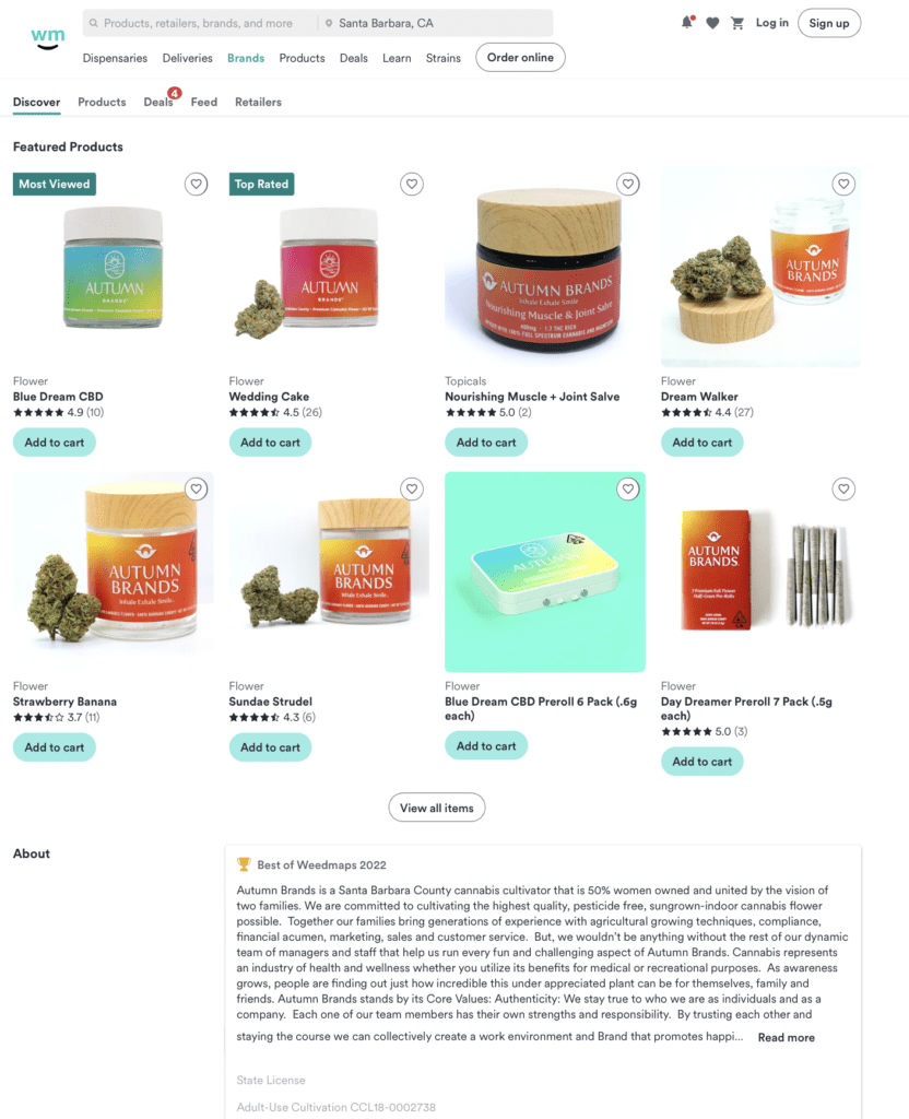 Autumn Brands on Weedmaps Delivery